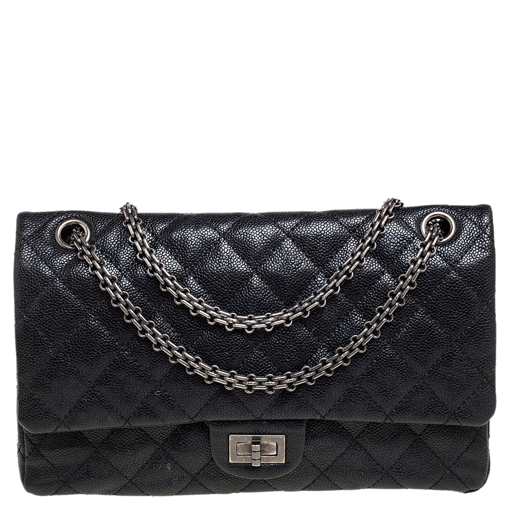 Chanel Black Quilted Caviar Leather Reissue 226 Flap Bag