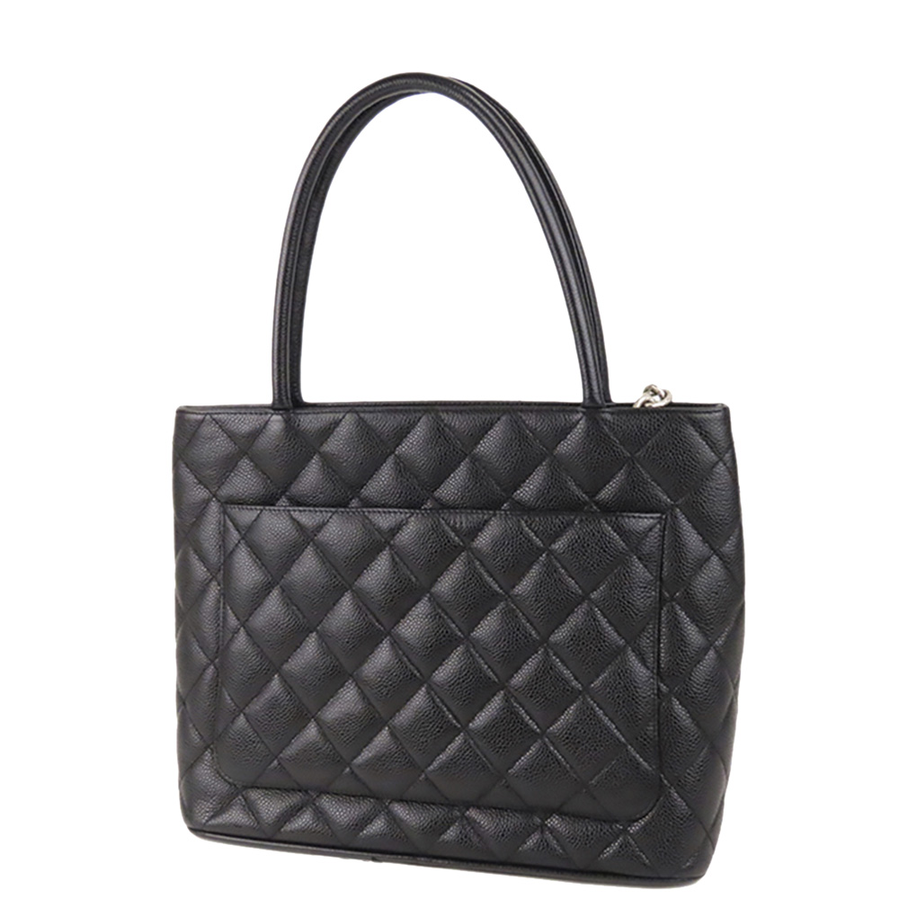 

Chanel Medallion Caviar Leather Tote Bag, Black