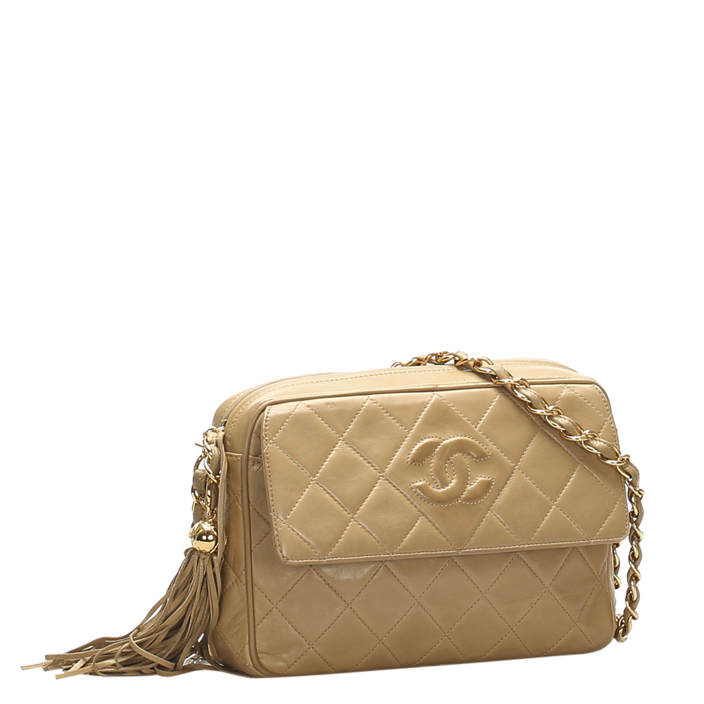 

Chanel Beige Quilted Lambskin Leather Vintage CC Camera Bag