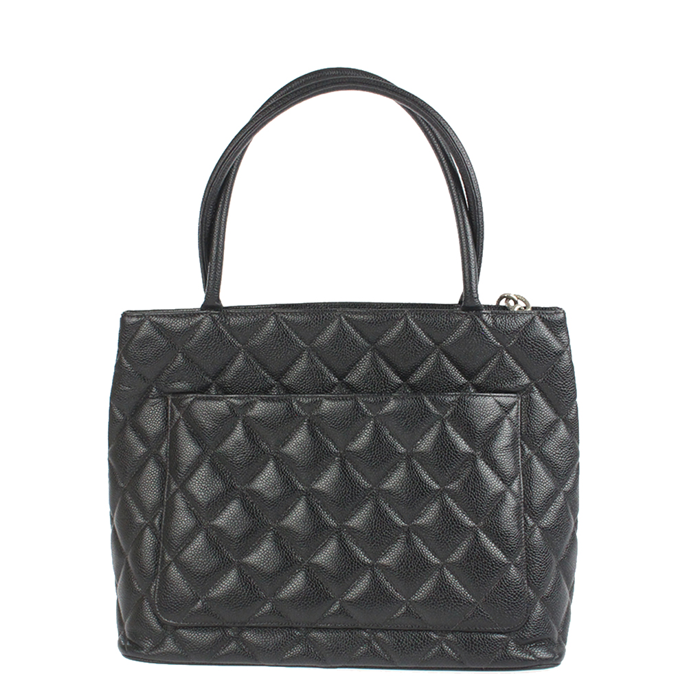 

Chanel Black Caviar Leather Medallion Tote Bag