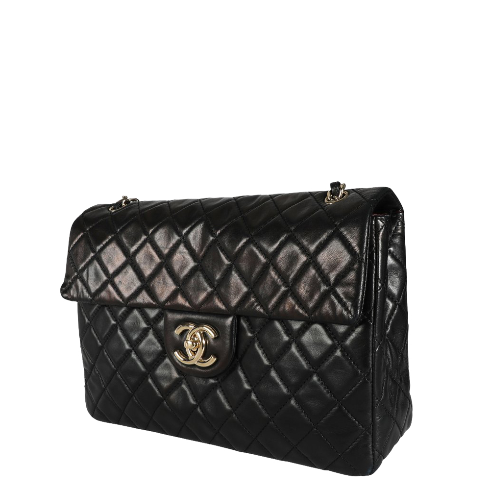 

Chanel Black Leather  Jumbo Single Flap Shoulder Bag