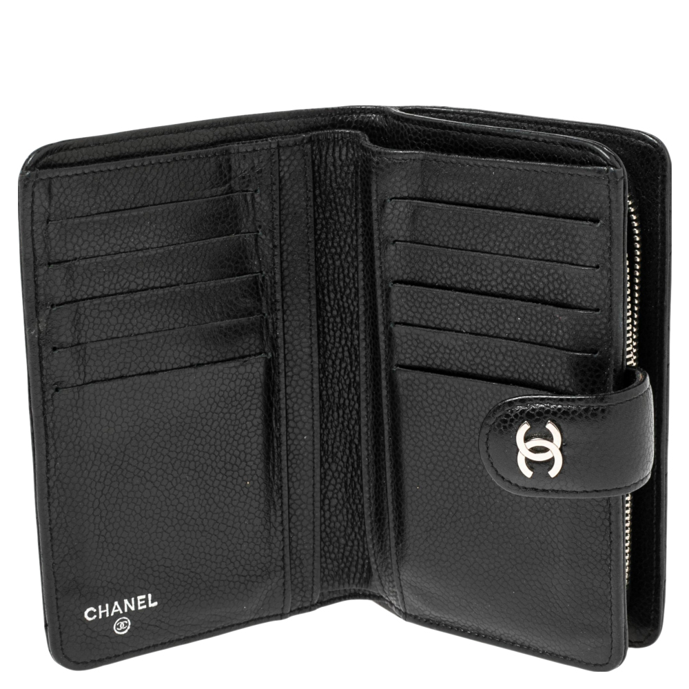 

Chanel Black Quilted Caviar Leather L-Zip Pocket Wallet