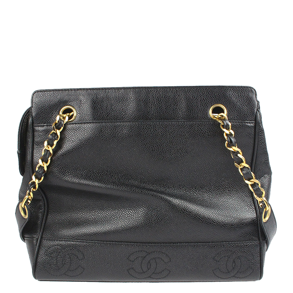 

Chanel Black Caviar Leather CC Tote Bag
