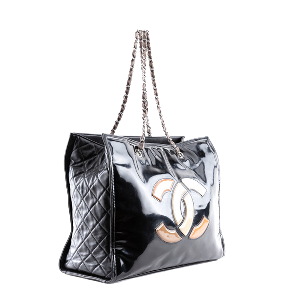 

Chanel Black Patent Leather CC Tote Bag