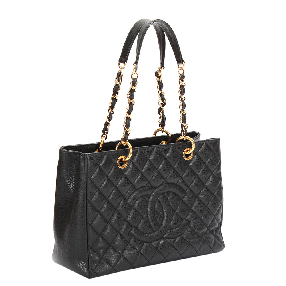 

Chanel Black Caviar Leather Grand Shopping Tote Bag