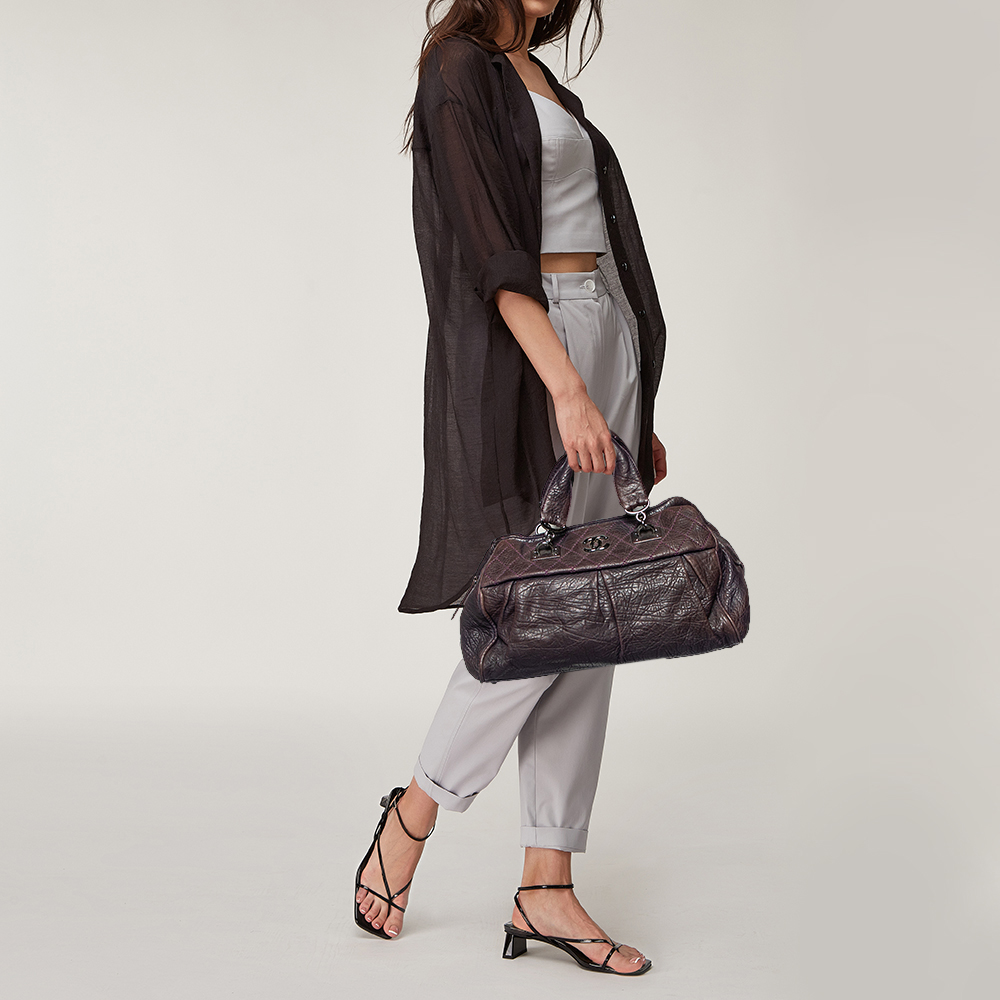 

Chanel Purple Pleated Leather Doctors Bag
