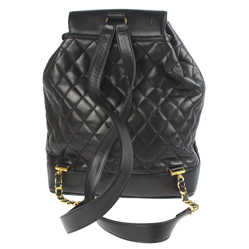 

Chanel Black Vintage Quilted Leather CC Backpack