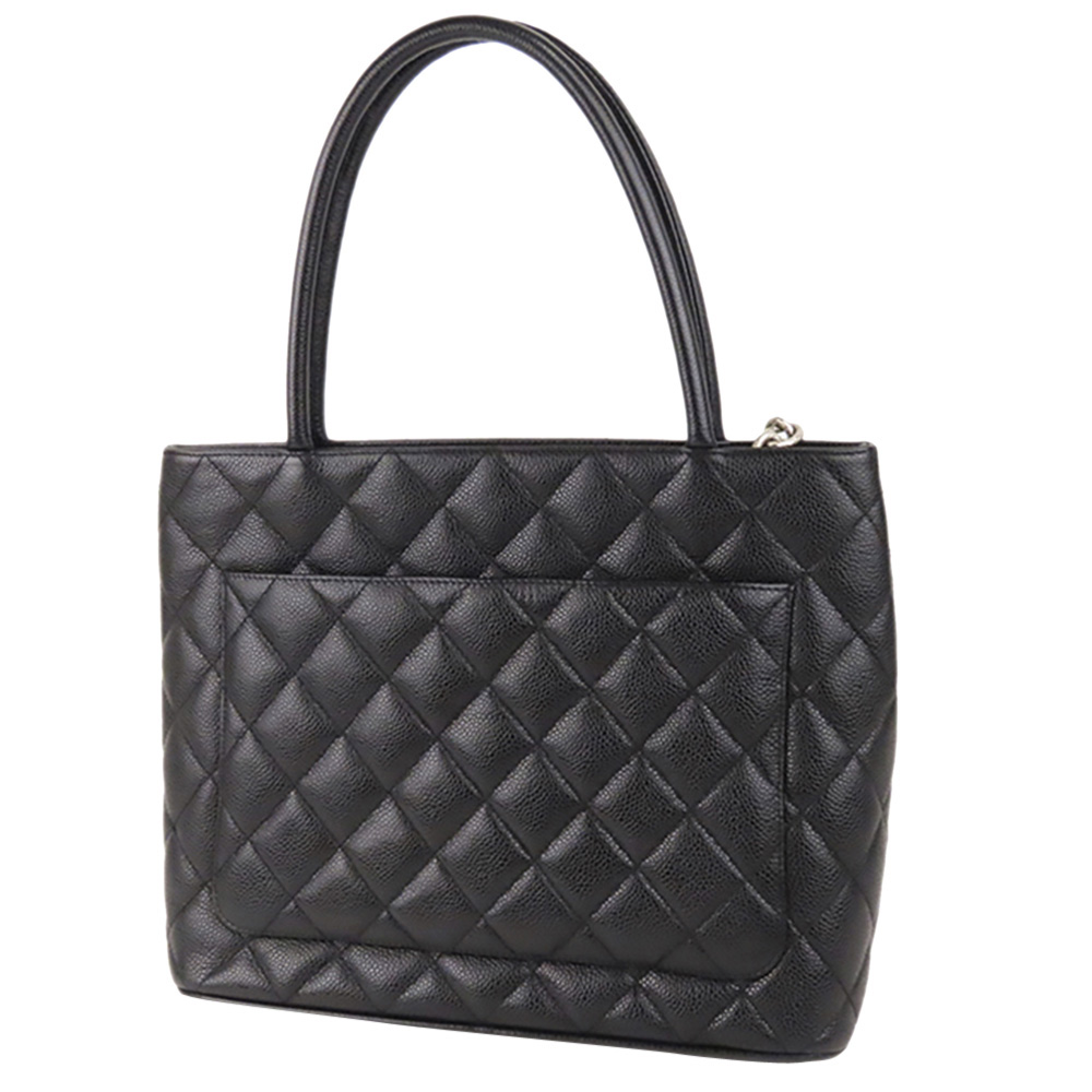 

Chanel Black Caviar Leather Medallion Tote Bag