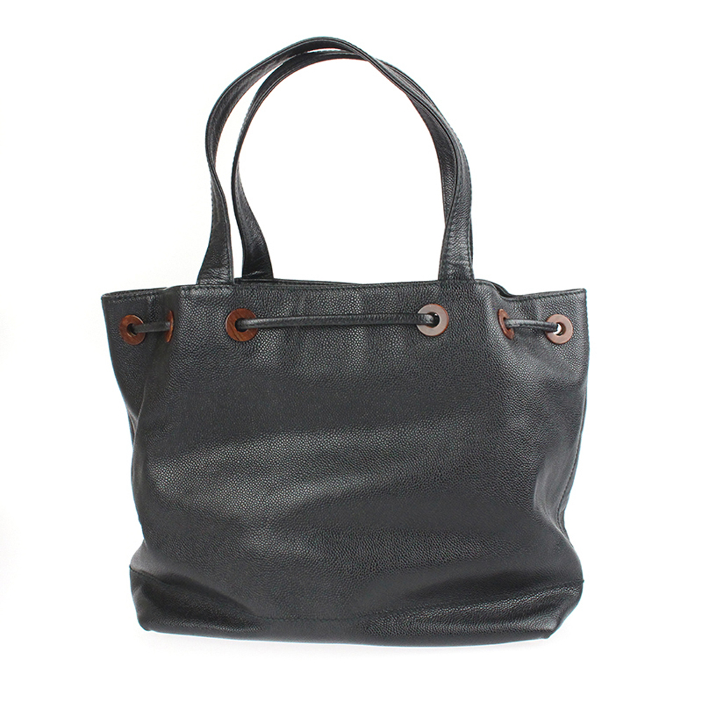 

Chanel Black Leather Vintage CC Tote Bag