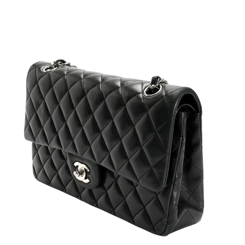 

Chanel Black Lambskin Leather  Classic Double Flap Shoulder Bag