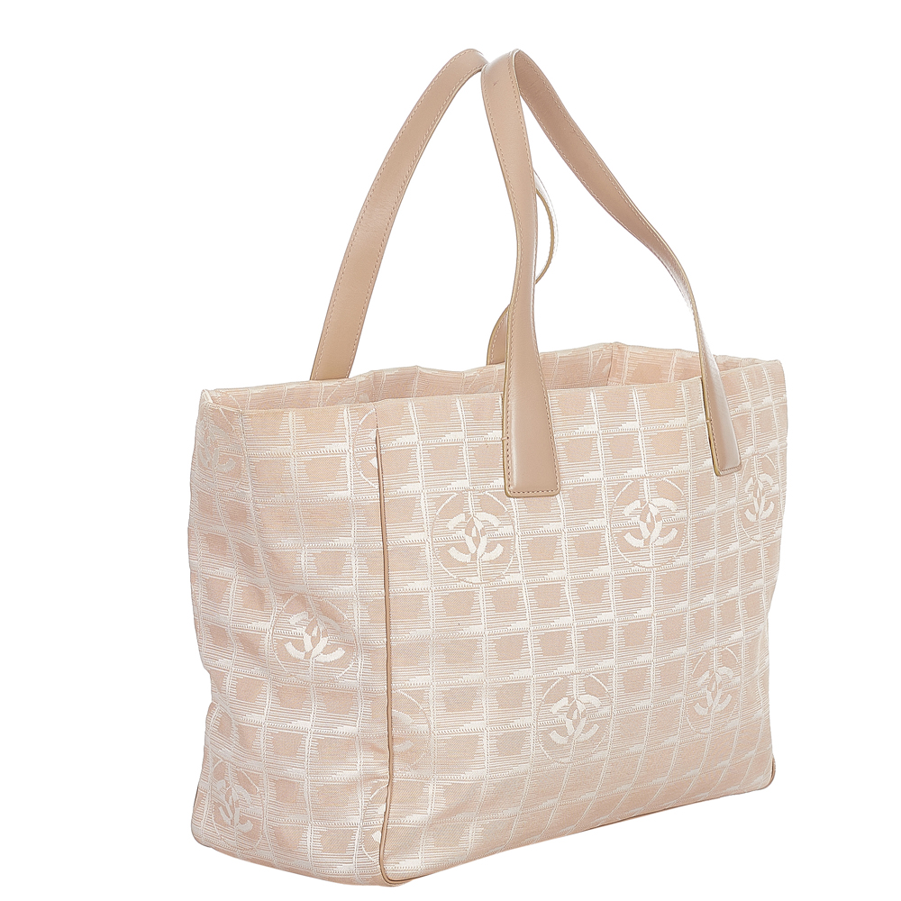 

Chanel Brown Nylon Fabirc New Travel Line Tote Bag, Beige