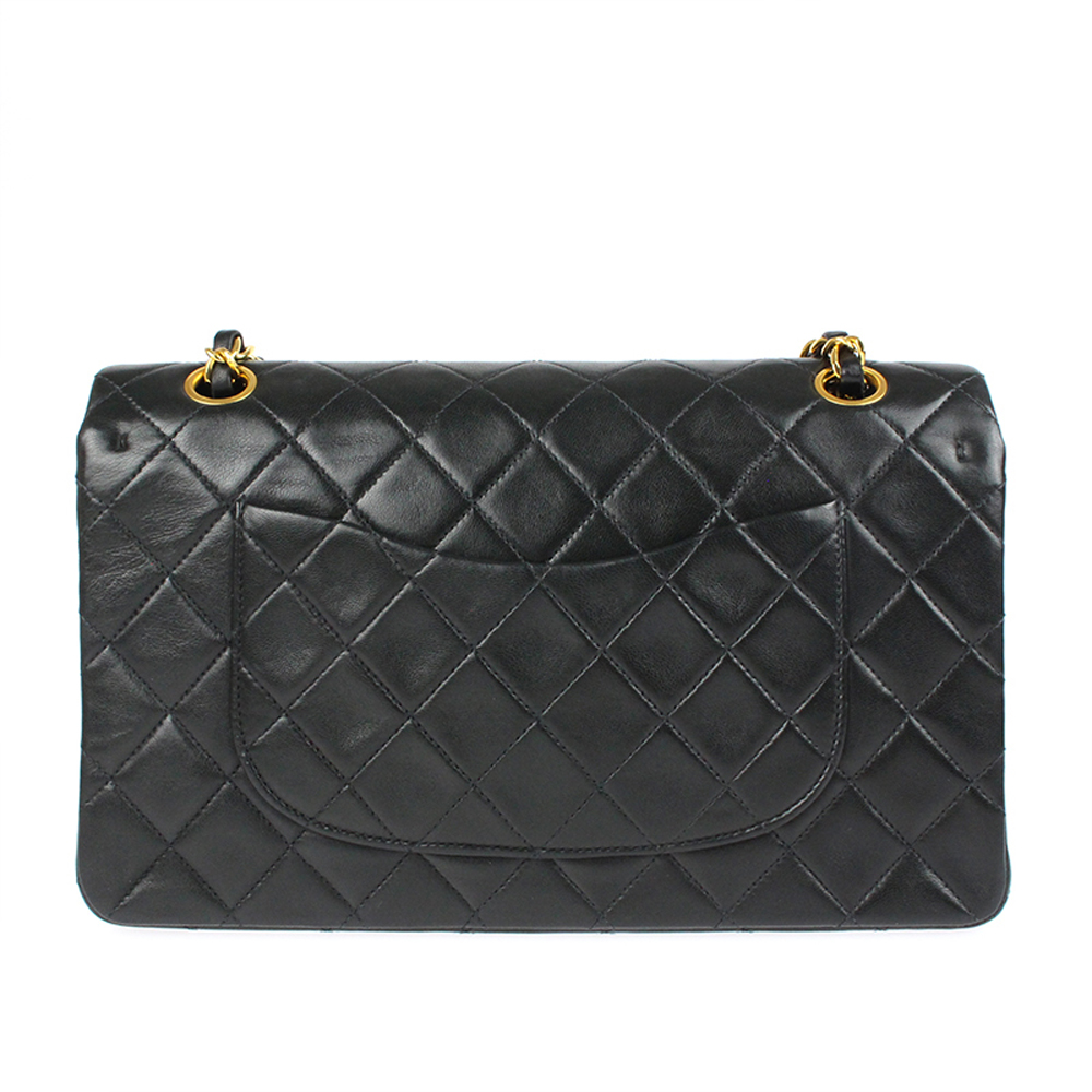 

Chanel Black Leather Vintage Double Flap Shoulder Bag