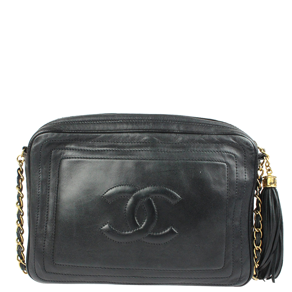 

Chanel Black Leather CC Tassle Camera Bag
