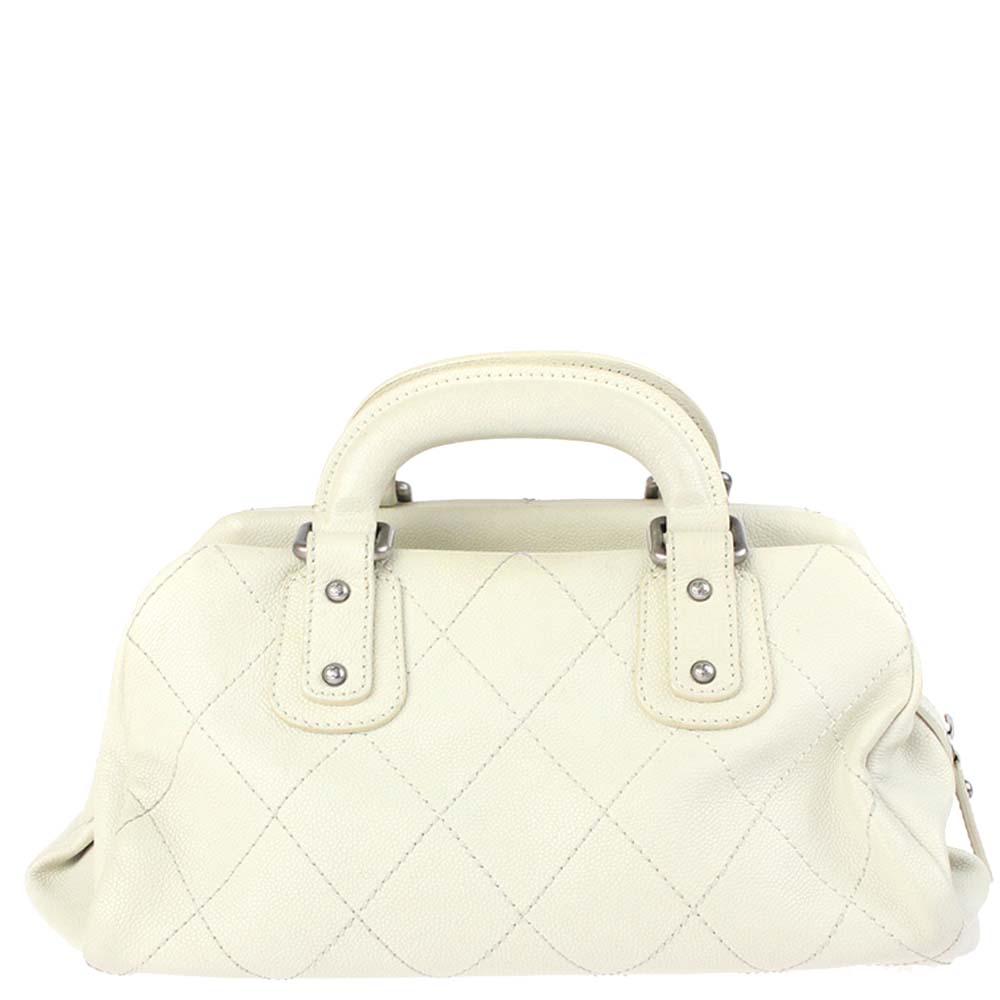 

Chanel White Caviar Leather Outdoor Ligne Bowler Bag