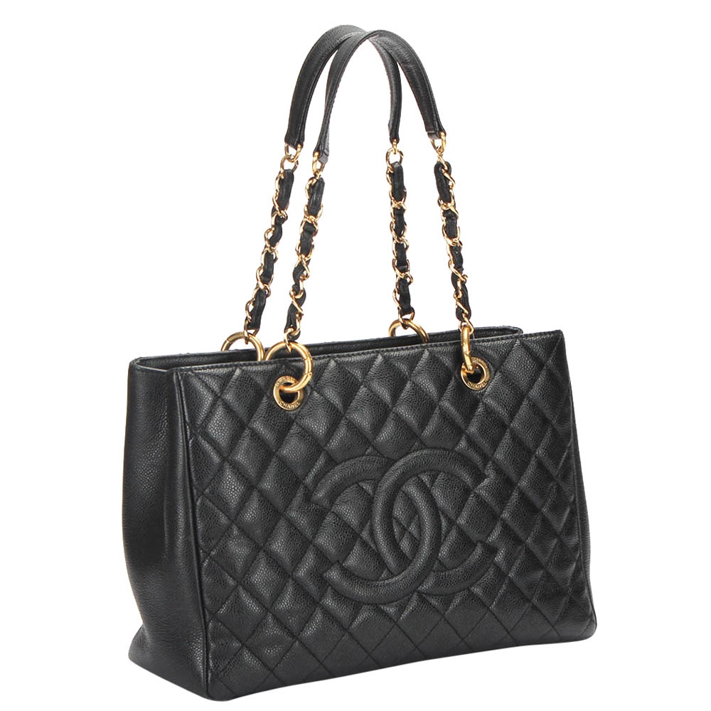 

Chanel Black Leather Grand Shopping Tote Tote Bag