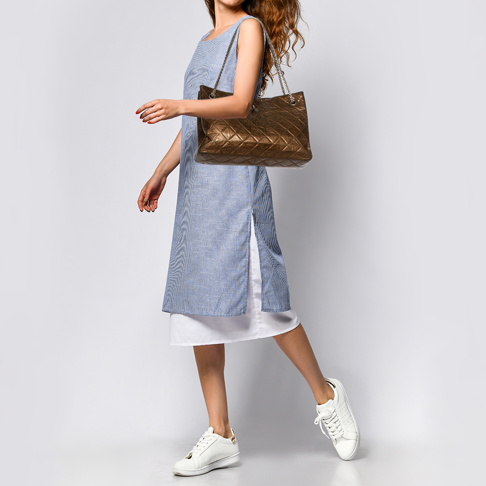 

Chanel Bronze Quilted Aged Leather 2.55 Reissue Shopping Tote, Brown