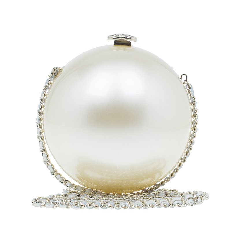 Buy Chanel Pearl Plexiglass Round Shape Minaudiere Evening Bag 518 at ...