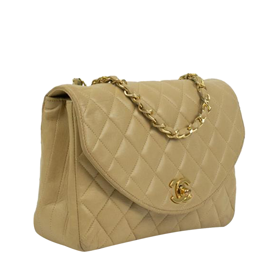 

Chanel Beige Leather Vintage Flap Bag
