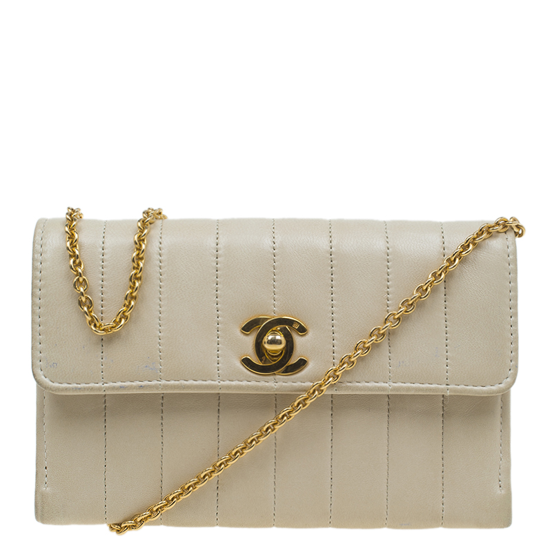 Chanel Beige Vertical Quilted Leather Mini Classic Shoulder Bag