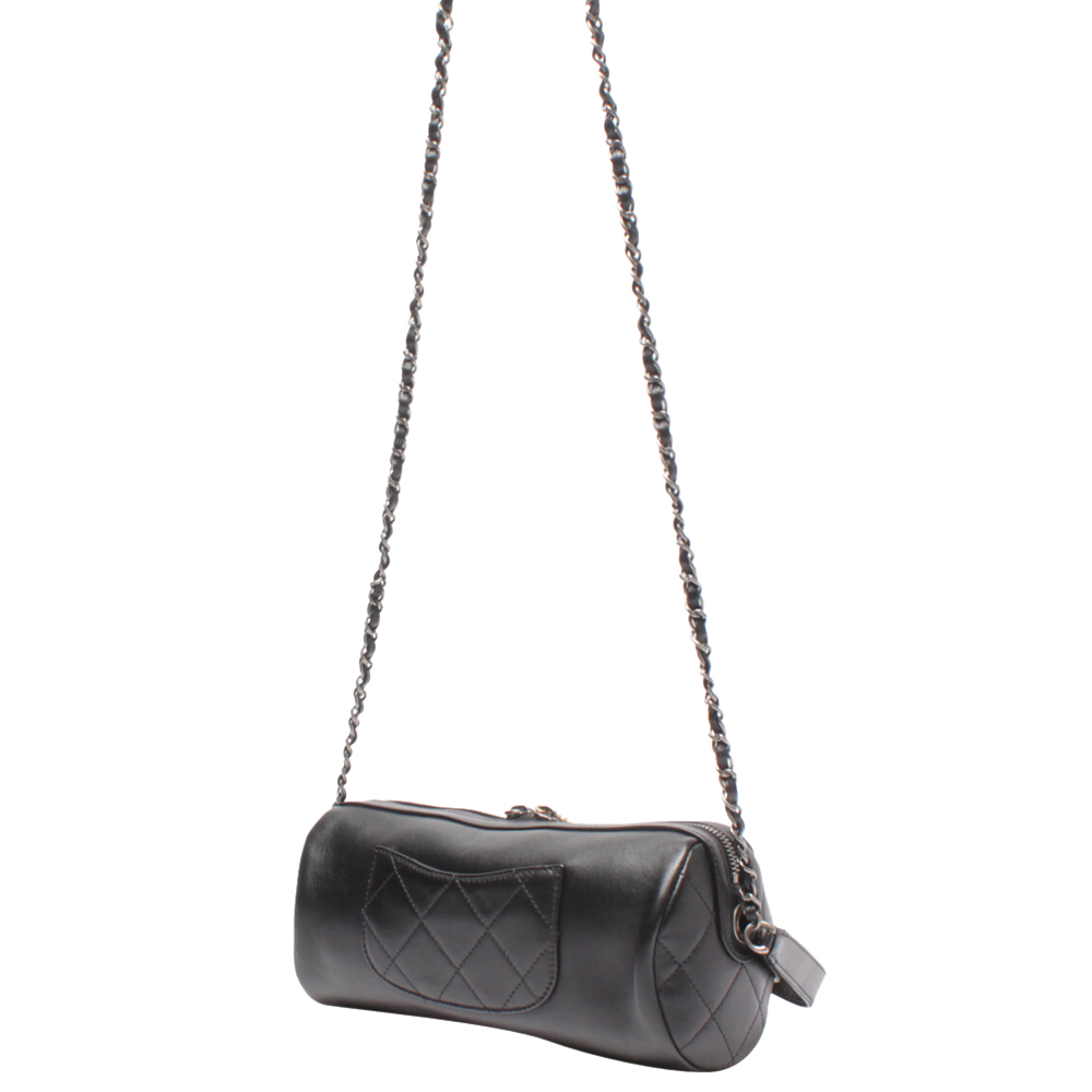 

Chanel Black Leather Chain Bowling S/S 2020 Bag