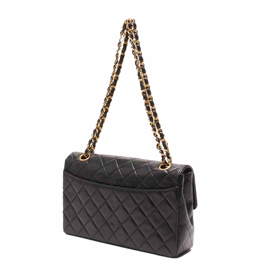 

Chanel Black Leather Vintage Flap Bag