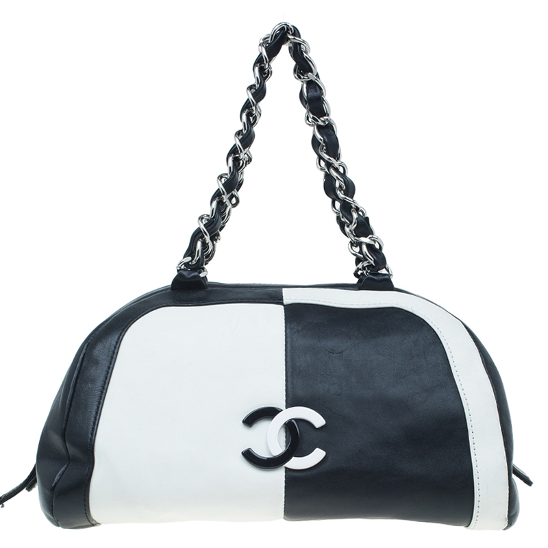 Chanel Bicolor Leather CC Bowling Bag