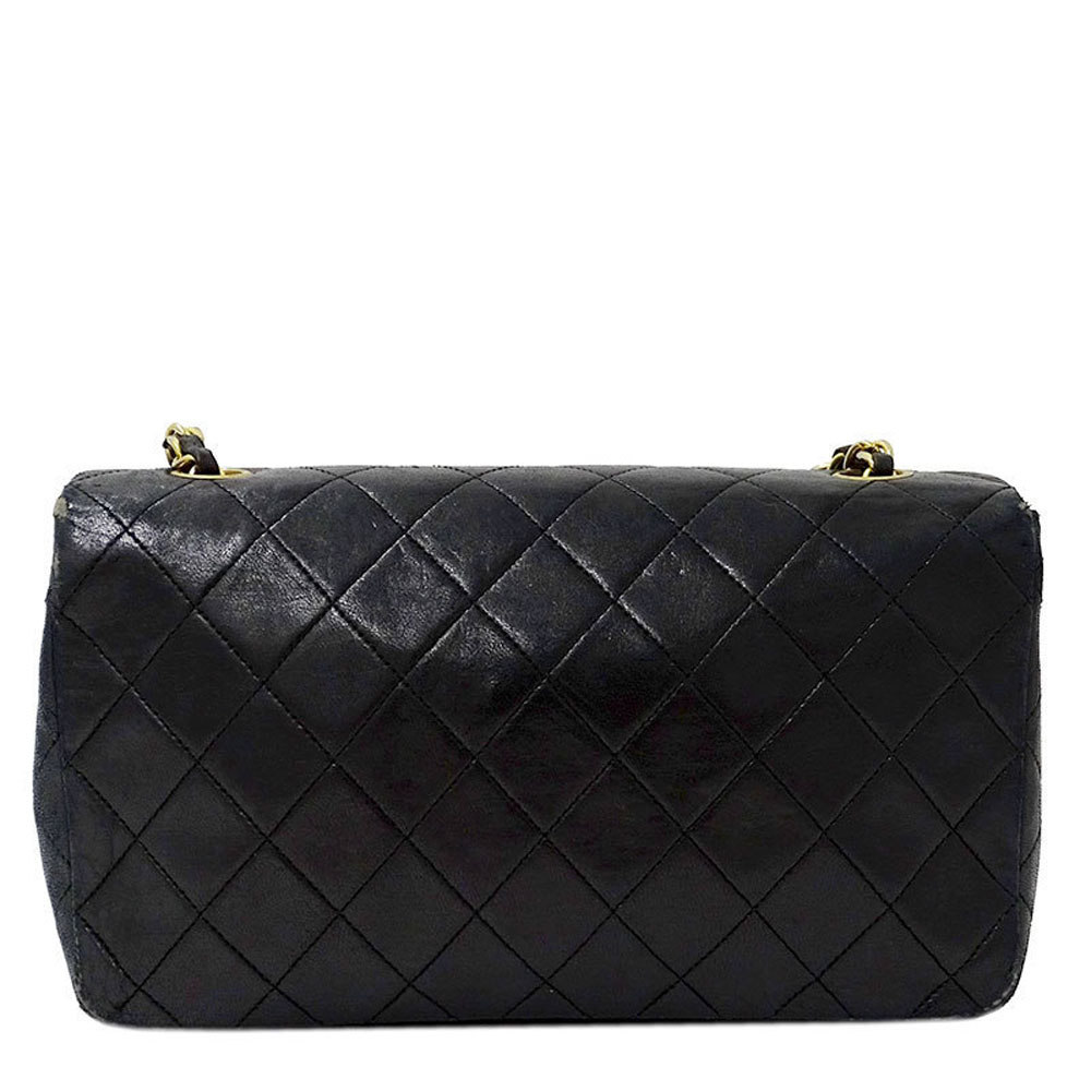 

Chanel Black Leather Vintage Single Flap Bag