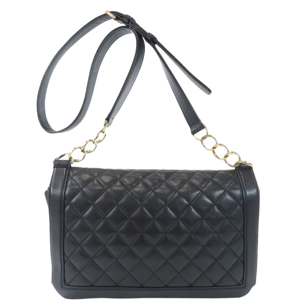 

Chanel Black Leather Vintage Flap Bag