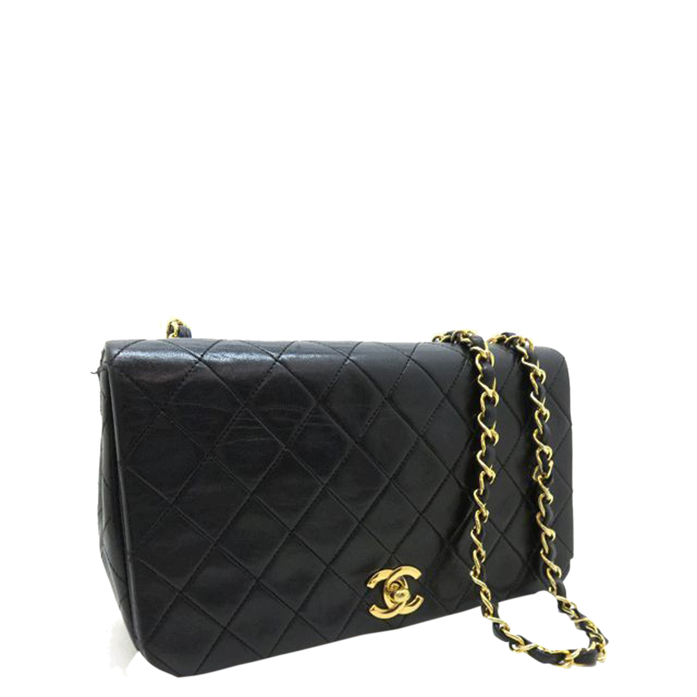 

Chanel Black Leather Vintage Single Flap Bag
