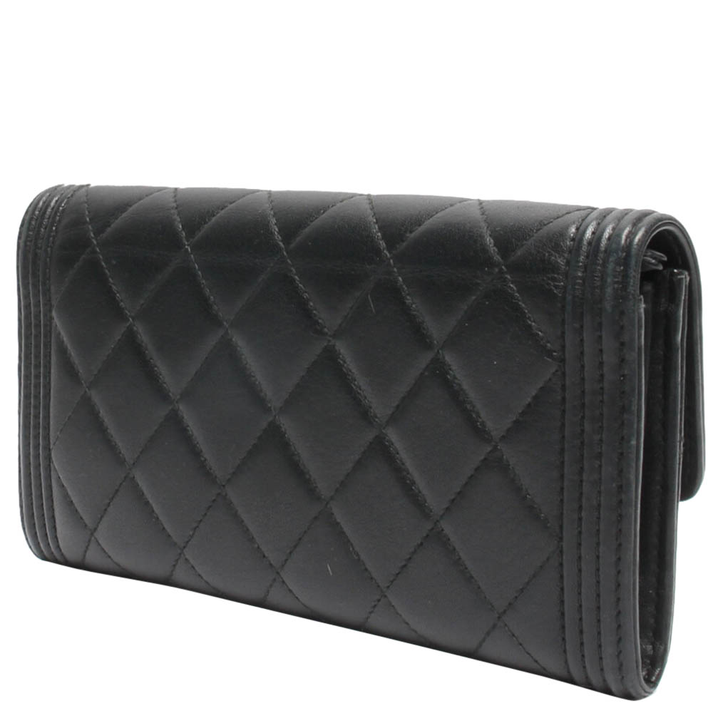 

Chanel Black Leather Boy Continental Flap Wallet
