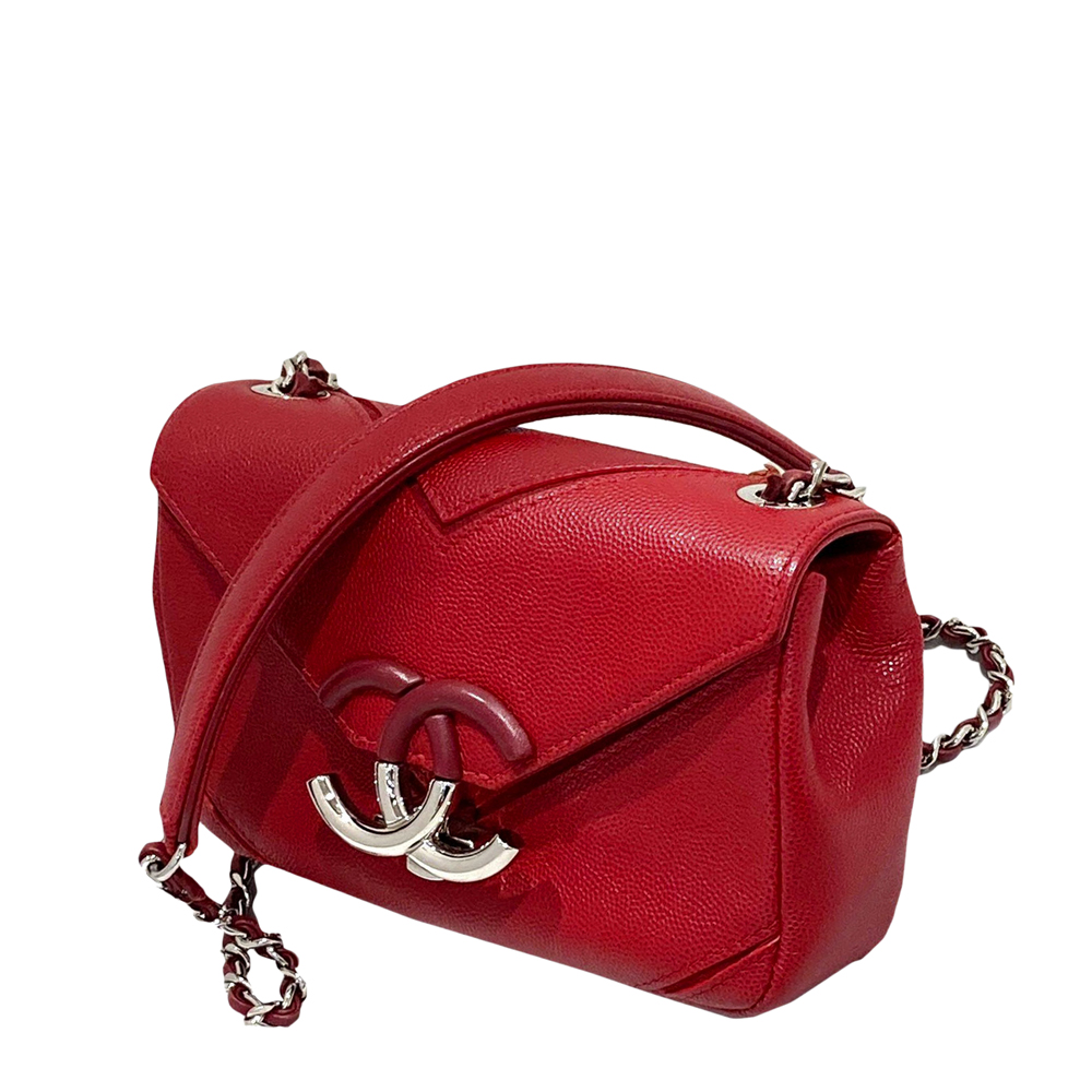 

Chanel Red Caviar Leather Chevron Flap Bag