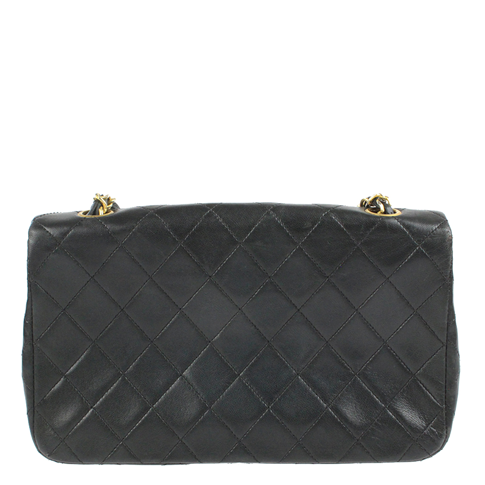 

Chanel Black Lambskin Leather Vintage Flap Bag