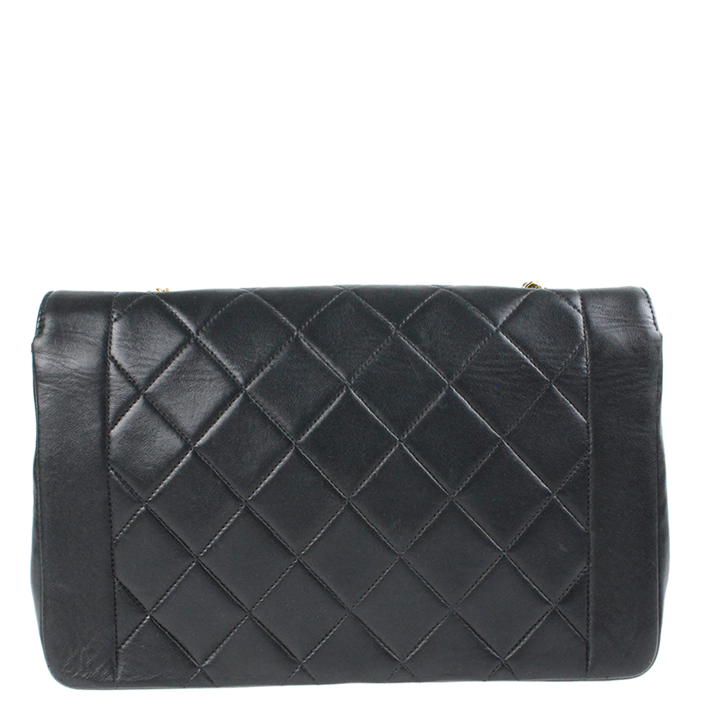 

Chanel Black Lambskin Leather Vintage Diana Flap Bag