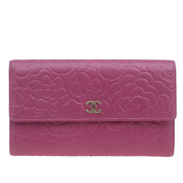 Chanel Pink Lambskin Camellia Flap Wallet Chanel | TLC