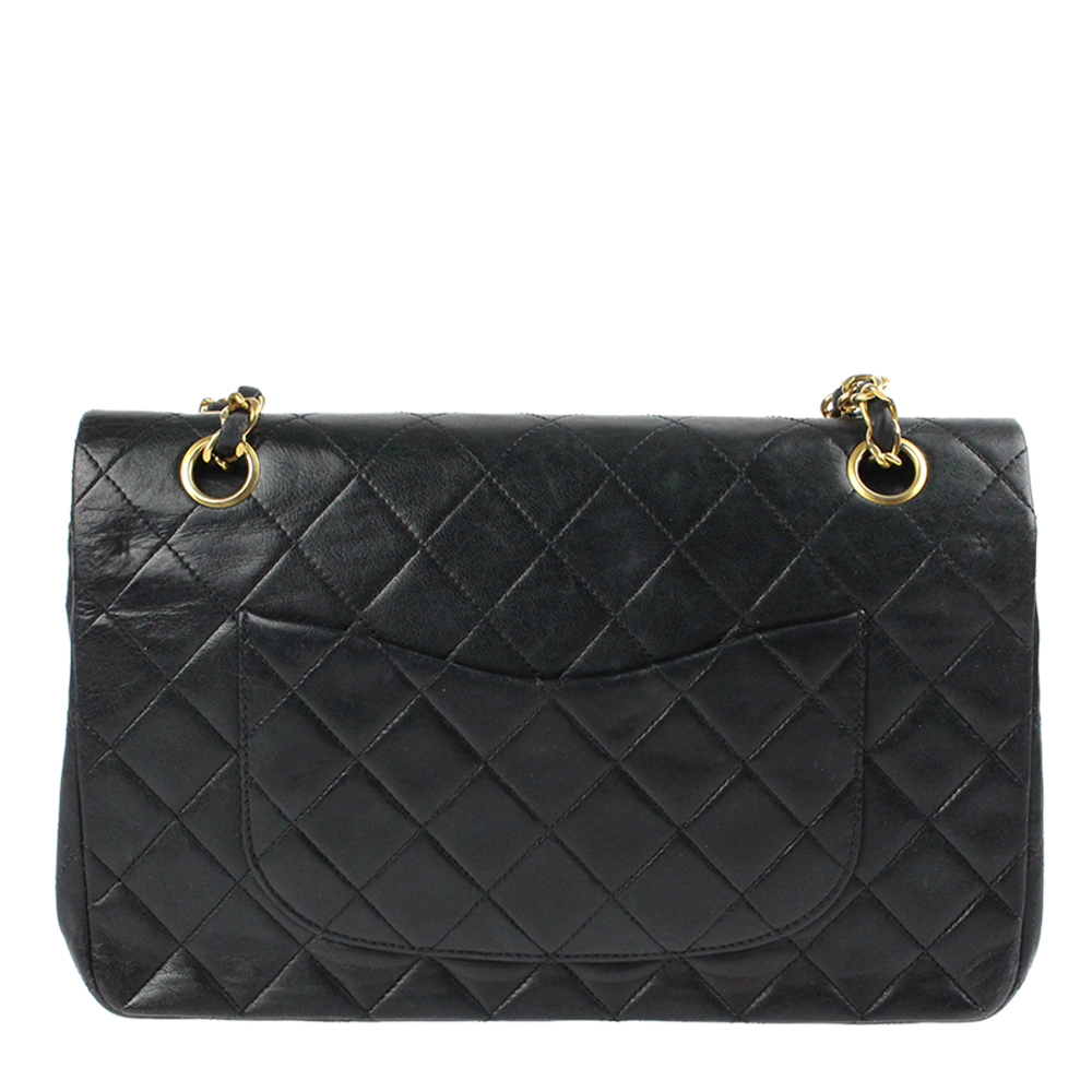 

Chanel Black Lambskin Leather Double Flap Bag