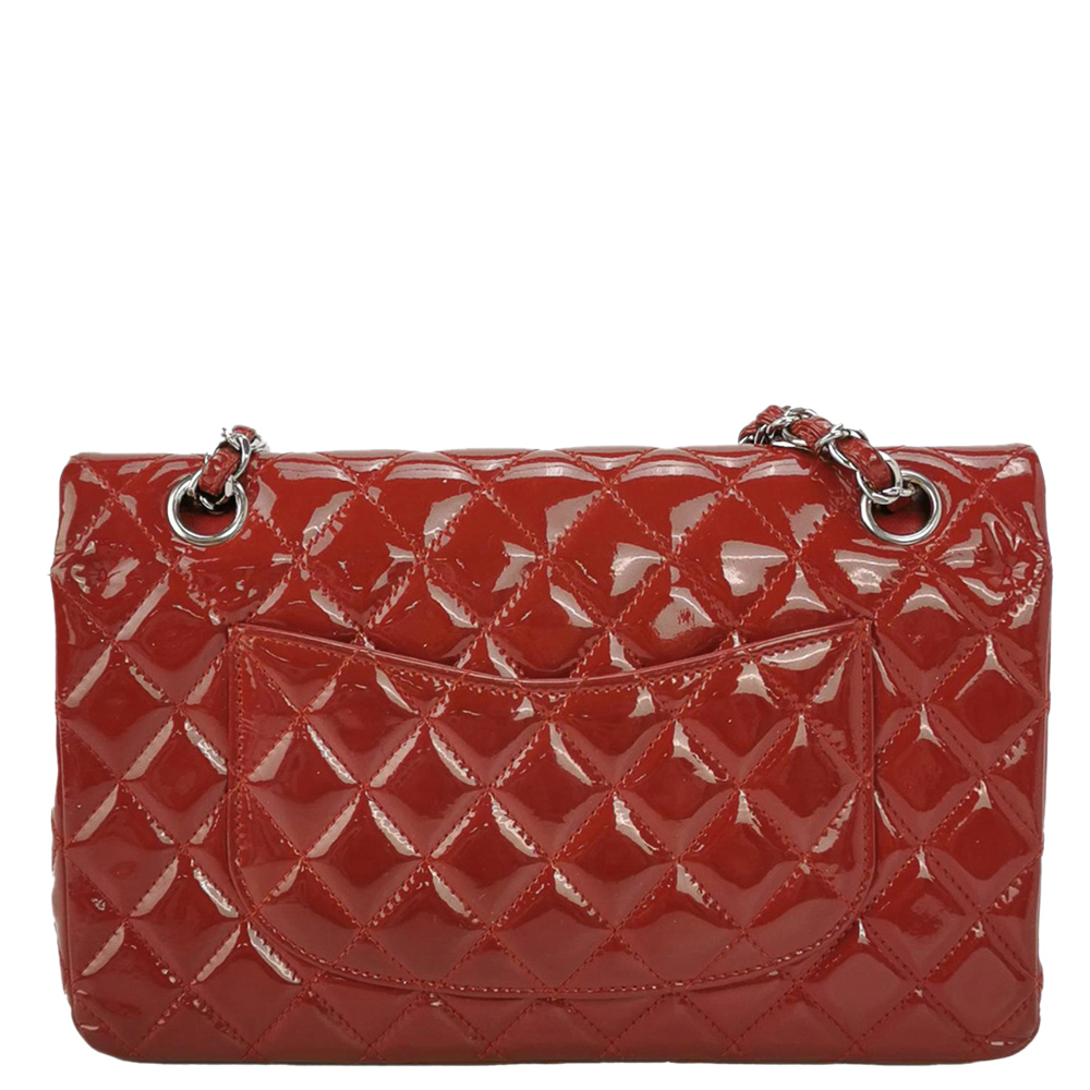 

Chanel Red Patent Leather Classic Double Flap Small Bag