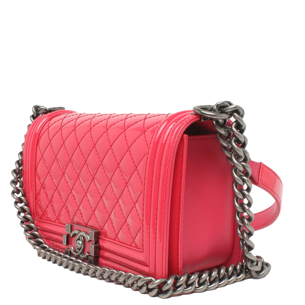 

Chanel Red Patent Leather Boy  Bag