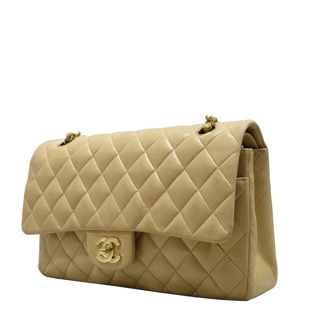 

Chanel Beige Lambskin Leather Classic Double Flap Bag