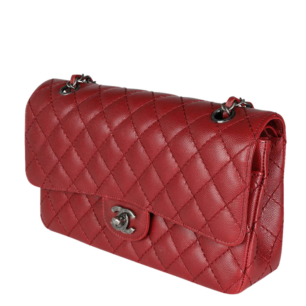 

Chanel Red Caviar Leather  Classic Double Flap Shoulder Bag
