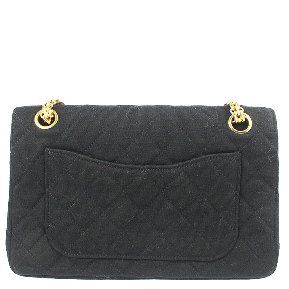 

Chanel Black Jersey Vintage Double Flap Bag