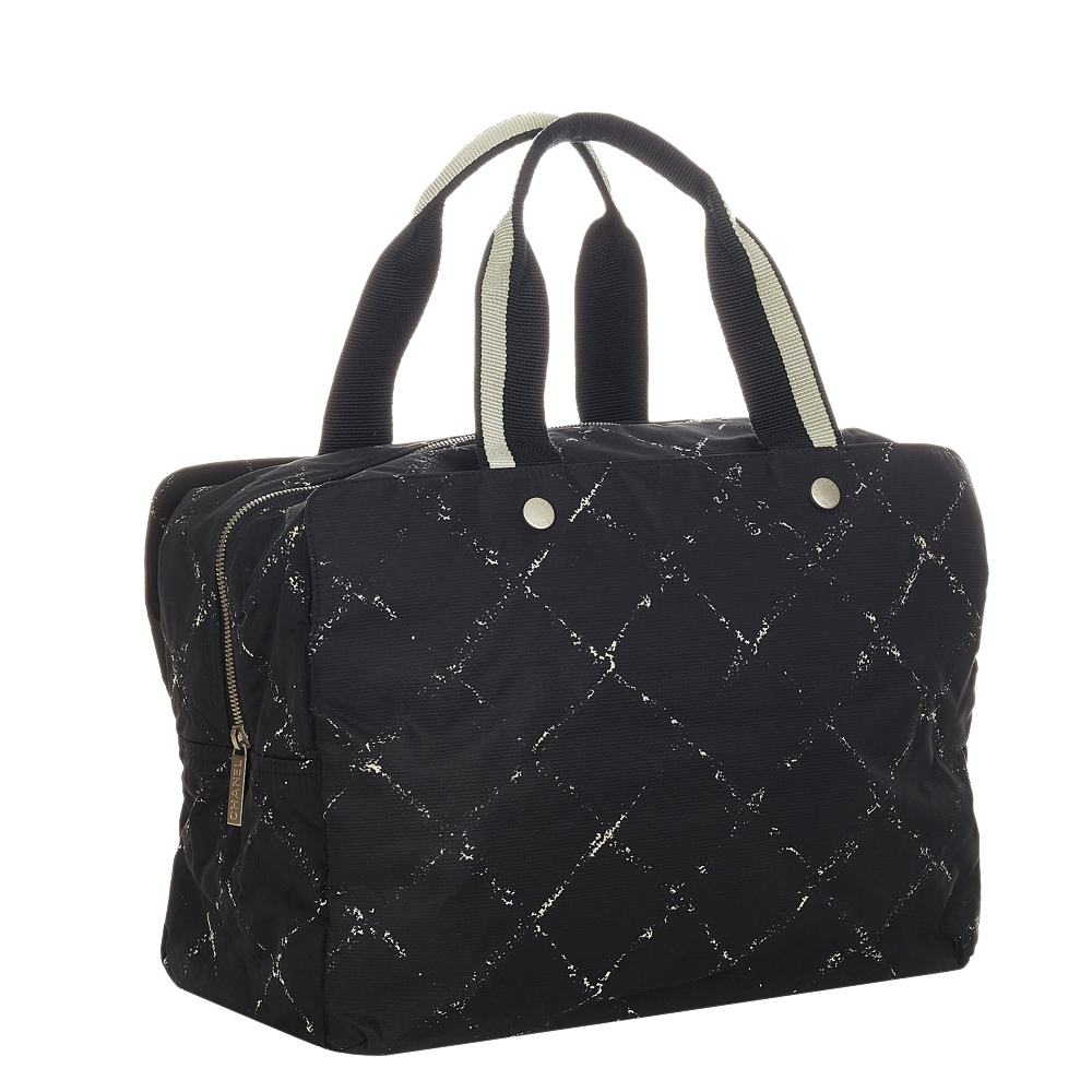 

Chanel Black Nylon Fabric Old Travel Line Tote Bag