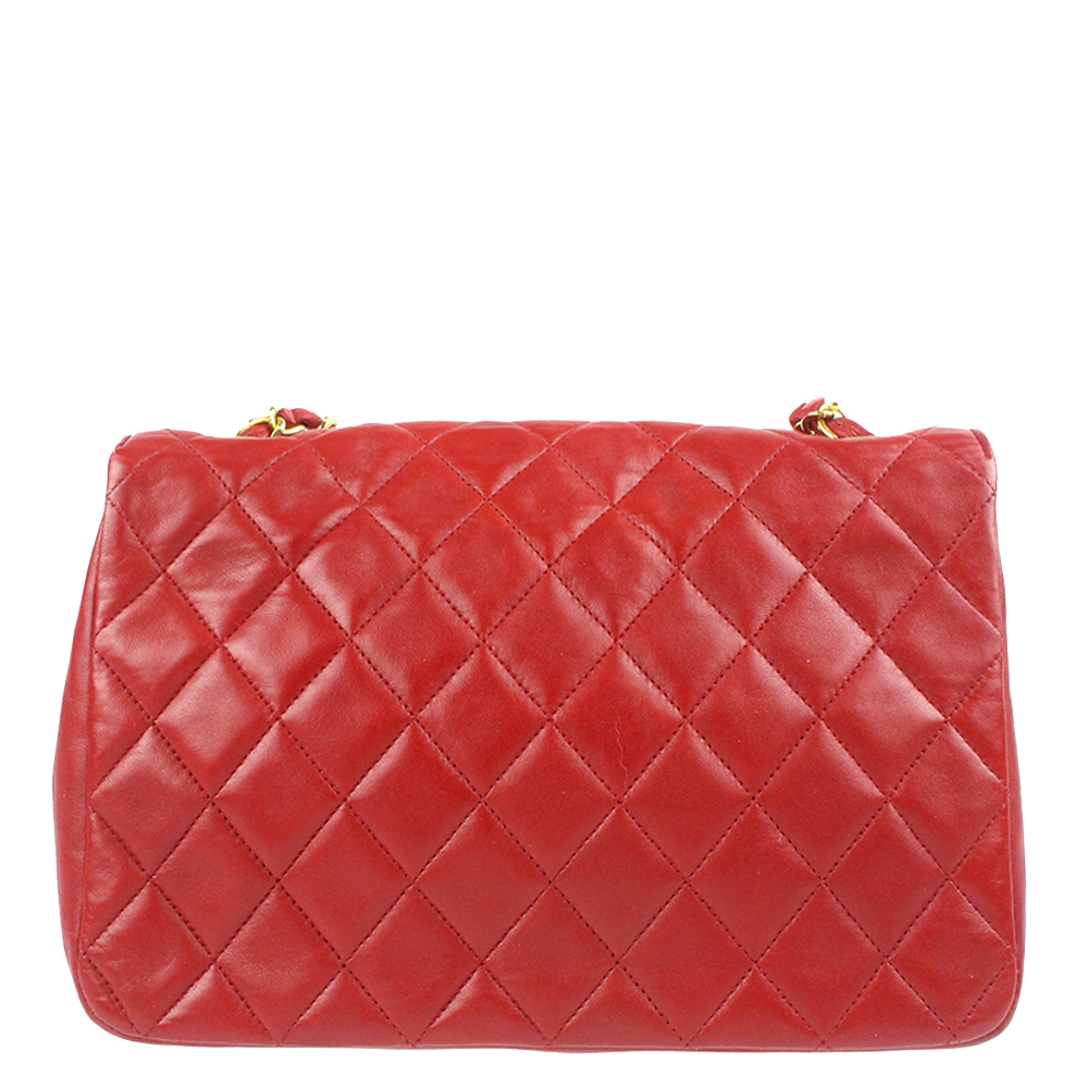 

Chanel Red Leather Vintage Flap Bag