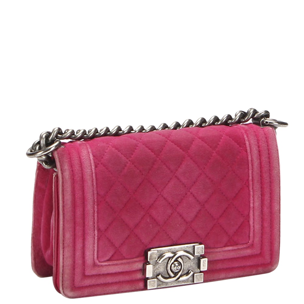 

Chanel Red Velvet Boy  Flap Bag, Pink