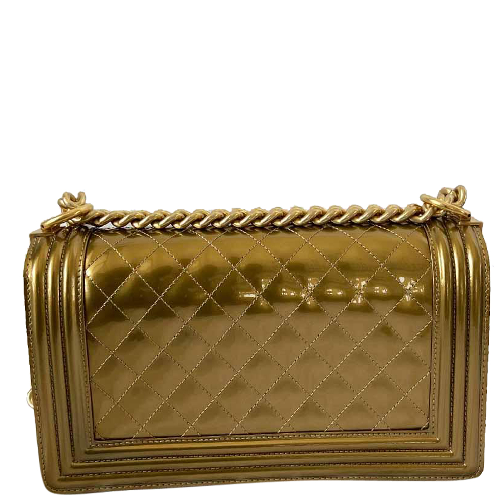 

Chanel Gold Patent Leather Boy Bag