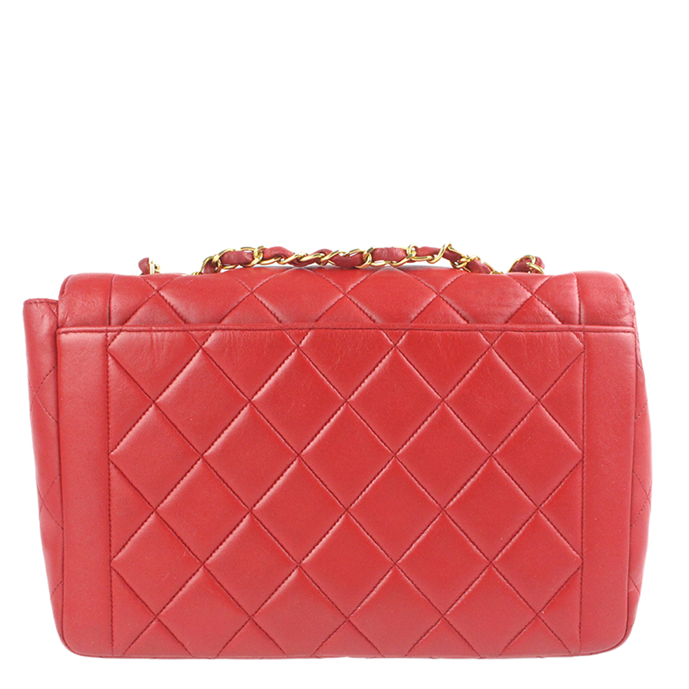 

Chanel Red Leather Vintage Single Flap Bag