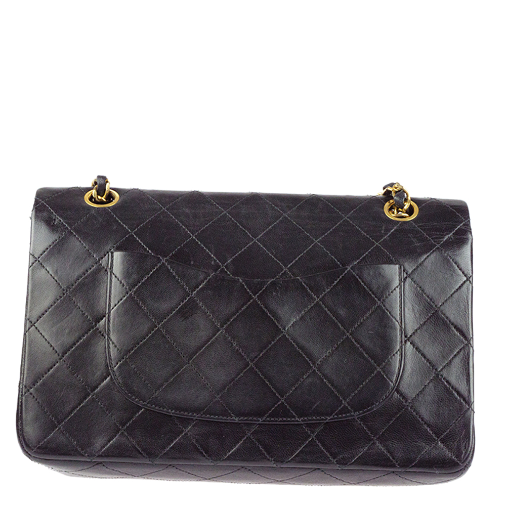 

Chanel Black Quilted Leather Vintage Double Flap Bag