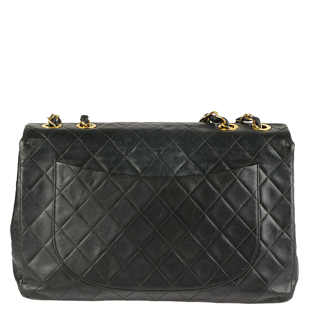 

Chanel Black Leather Vintage Single Flap Bag