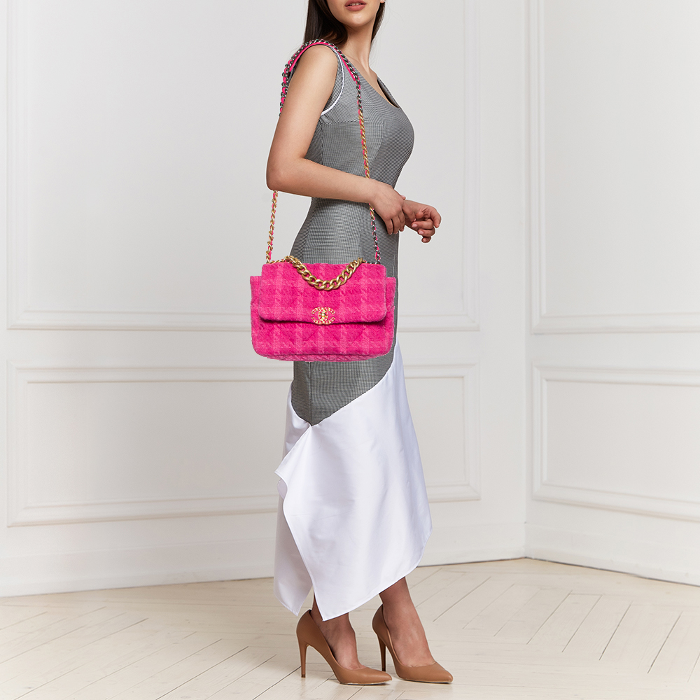 

Chanel Pink Tweed 19 Large Flap Bag