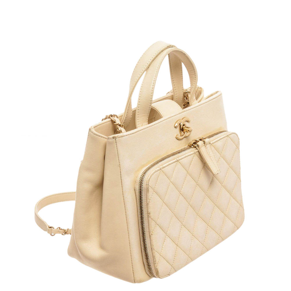 

Chanel Cream Leather Business Affinity Tote Bag