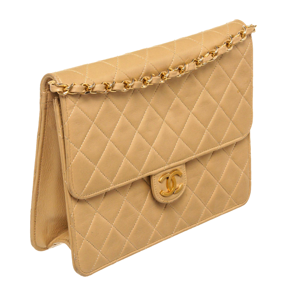 

Chanel Beige Quilted Leather Vintage Flap Bag